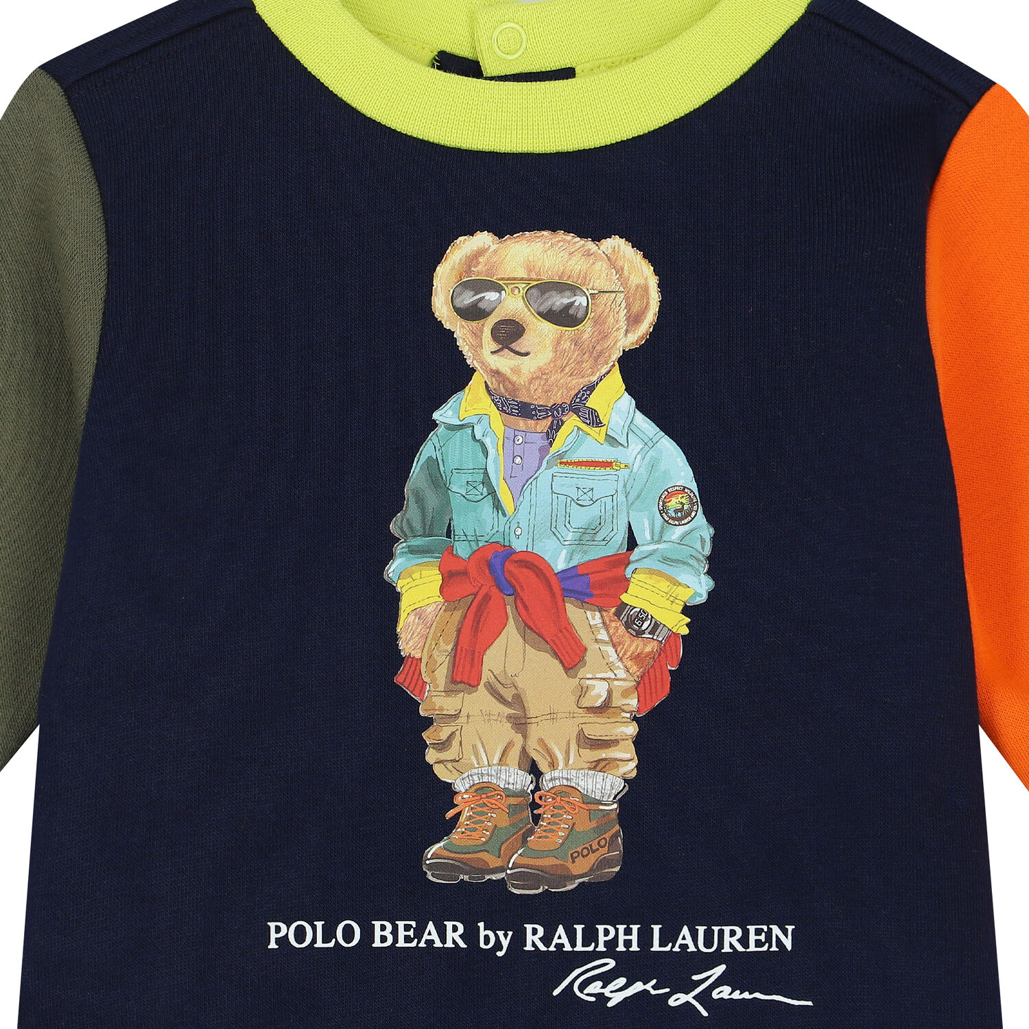 Baby Boys Navy Polo Bear Romper, 1, hi-res