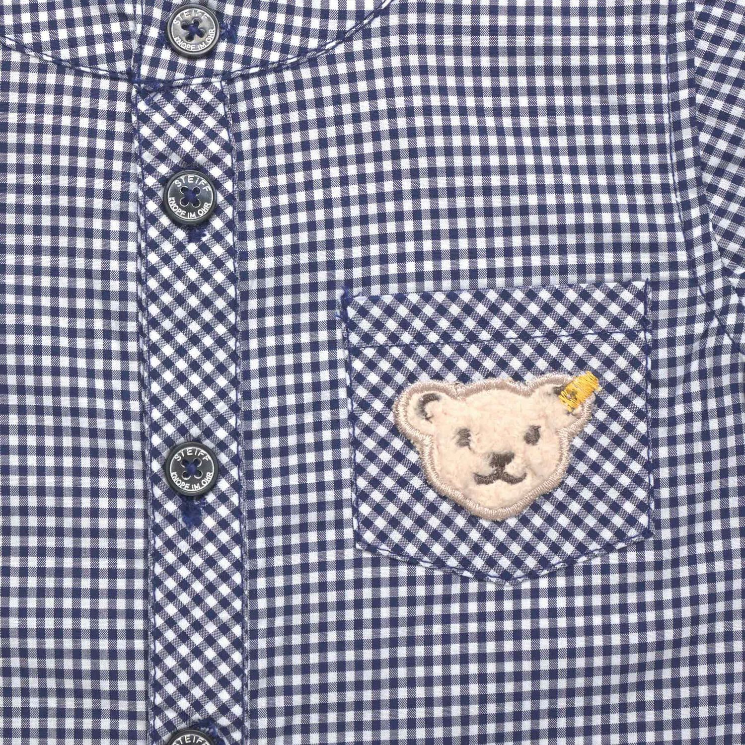 Baby Boys White & Navy Blue Teddy Shirt, 1, hi-res image number null