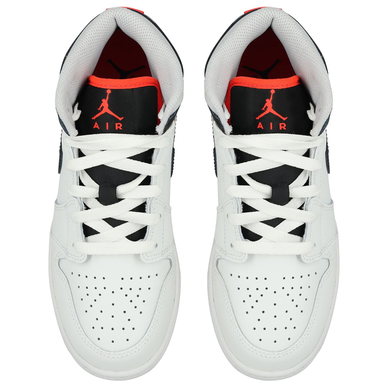 White & Black Air Jordan 1 Mid Trainers, 5, hi-res