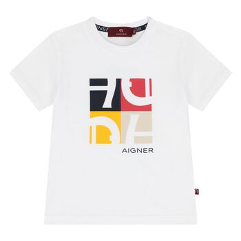 Younger Boys White Logo T-Shirt