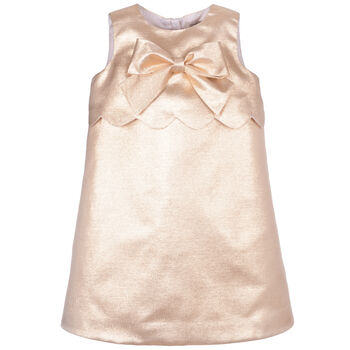 Girls Gold Bow Dress