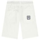 Boys White Logo Shorts, 1, hi-res