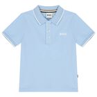 Younger Boys Pale Blue Logo Polo Shirt, 3, hi-res