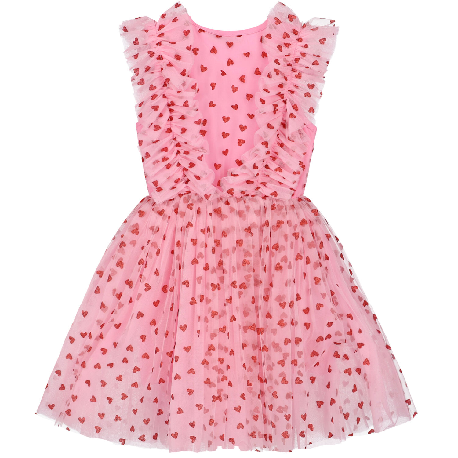 Girls Pink Tulle Heart Dress, 1, hi-res