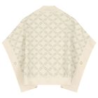 Girls Ivory & Gold Logo Knitted Cape, 1, hi-res