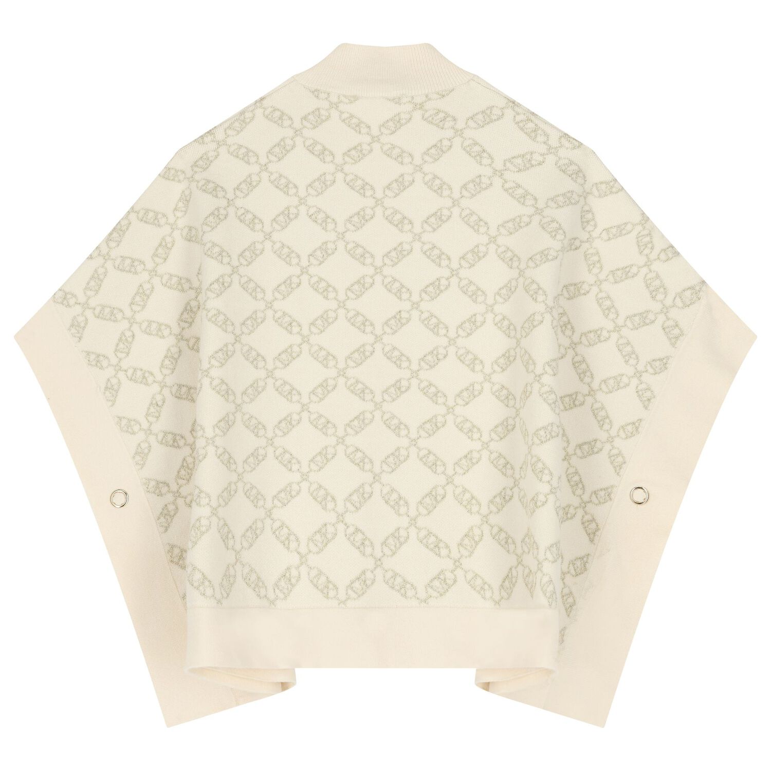 Girls Ivory & Gold Logo Knitted Cape, 1, hi-res image number null