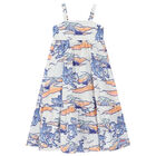 Girls White Cotton Poplin Logo dress, 1, hi-res