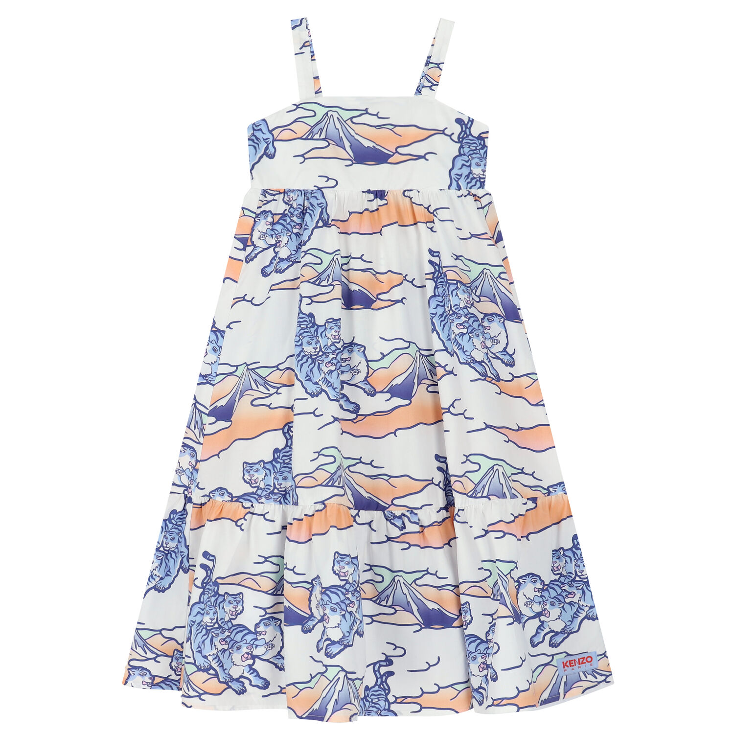 Girls White Cotton Poplin Logo dress, 1, hi-res