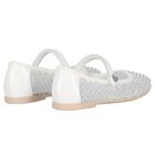 Girls White Diamante Ballerina Shoes, 1, hi-res