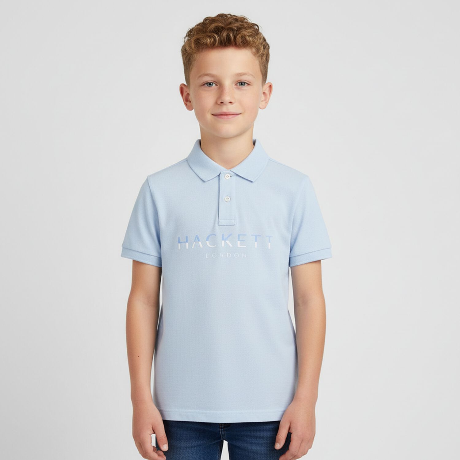 Boys Blue Logo Polo Shirt, 1, hi-res