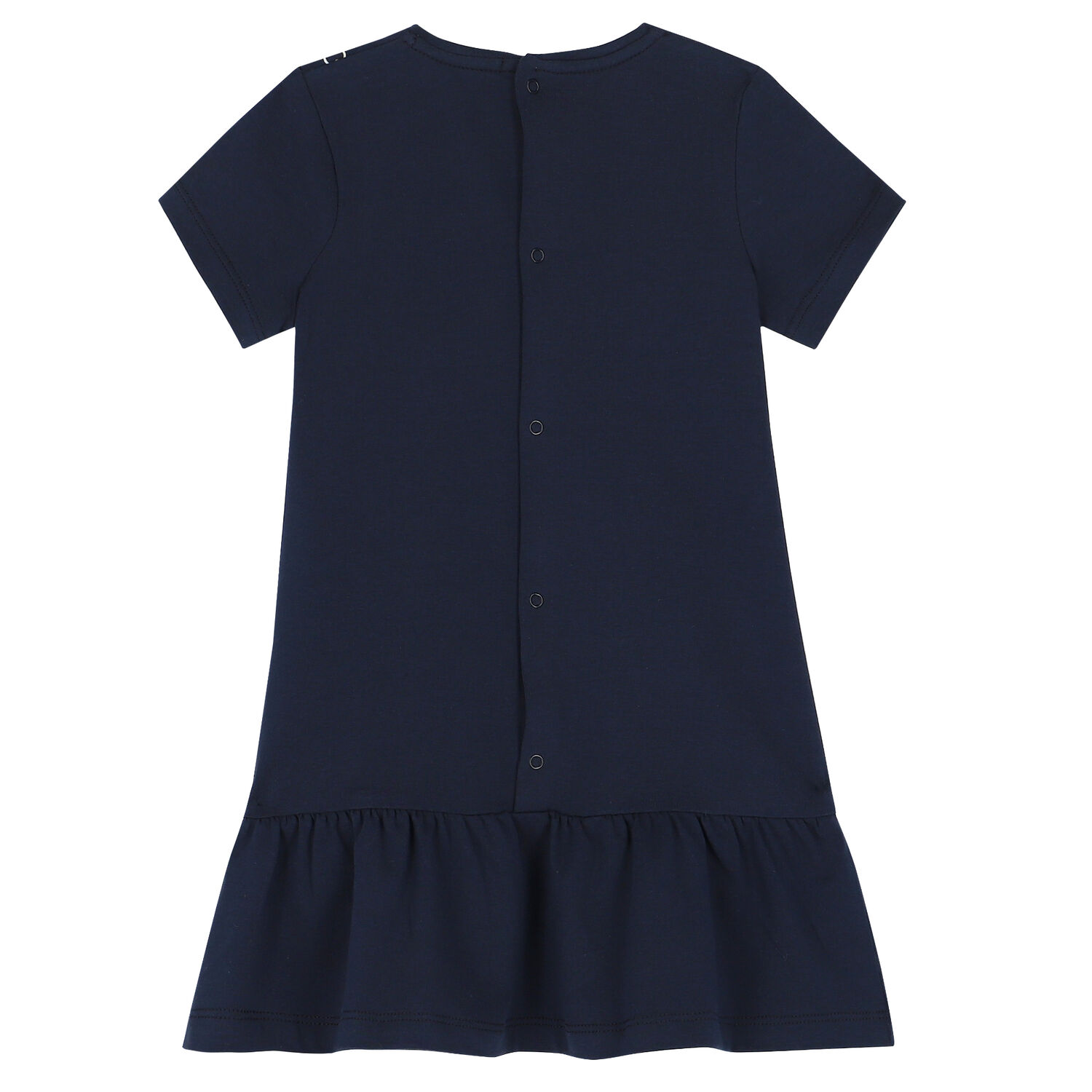Younger Girls Navy Cotton Logo Dress, 1, hi-res