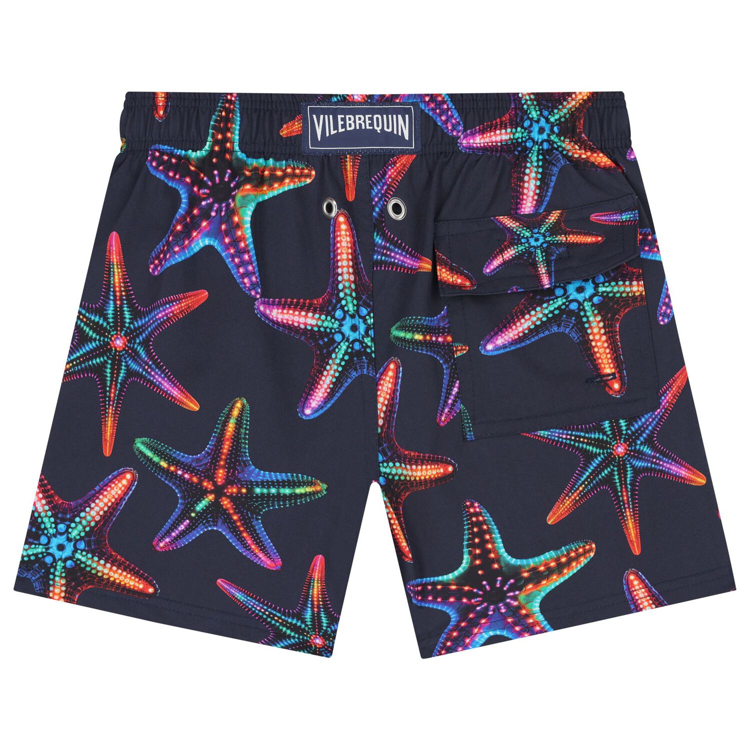 Boys Navy Blue Starfish Swim Shorts, 1, hi-res image number null