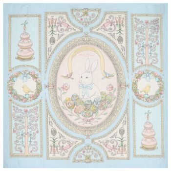 Blue & Pink Spring Bunny Swaddle Carr&eacute; Baby Blanket