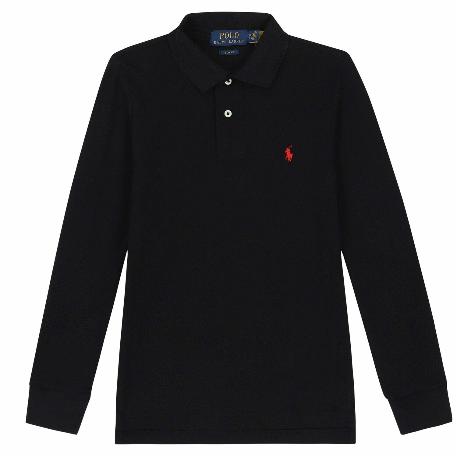 Boys Black Logo Polo Shirt , 2, hi-res