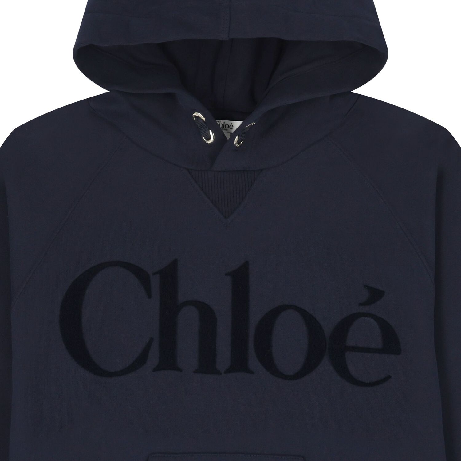 Girls Navy Blue Logo Hooded Dress, 1, hi-res