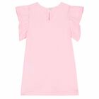 Younger Girls Pink Flower Dress, 1, hi-res