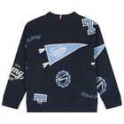 Boys Navy Blue Logo Sweatshirts, 1, hi-res