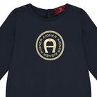 Baby Boys Navy Blue Logo Babygrow, 3, hi-res