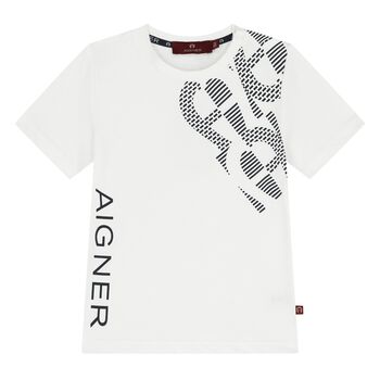 Younger Boys White Logo T-Shirt