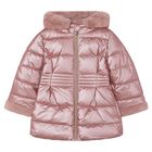 Girls Metallic Pink Puffer Coat, 3, hi-res