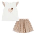 Baby White & Beige Tulle Skirt Set, 1, hi-res