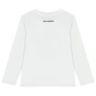 Girls White Logo Long Sleeve Top, 2, hi-res
