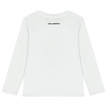 Girls White Logo Long Sleeve Top