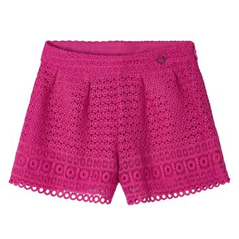 Girls Pink Lace Shorts