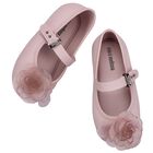 Girls Pink Flower Ballerina Shoes, 2, hi-res