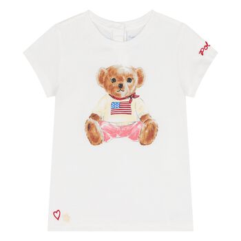Baby Girls Ivory Polo Bear T-Shirt