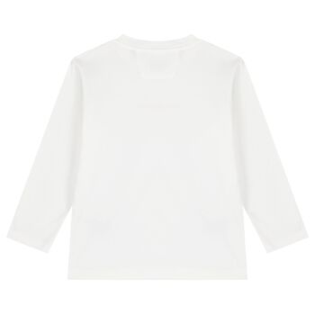 Boys White Logo Long Sleeve Top 