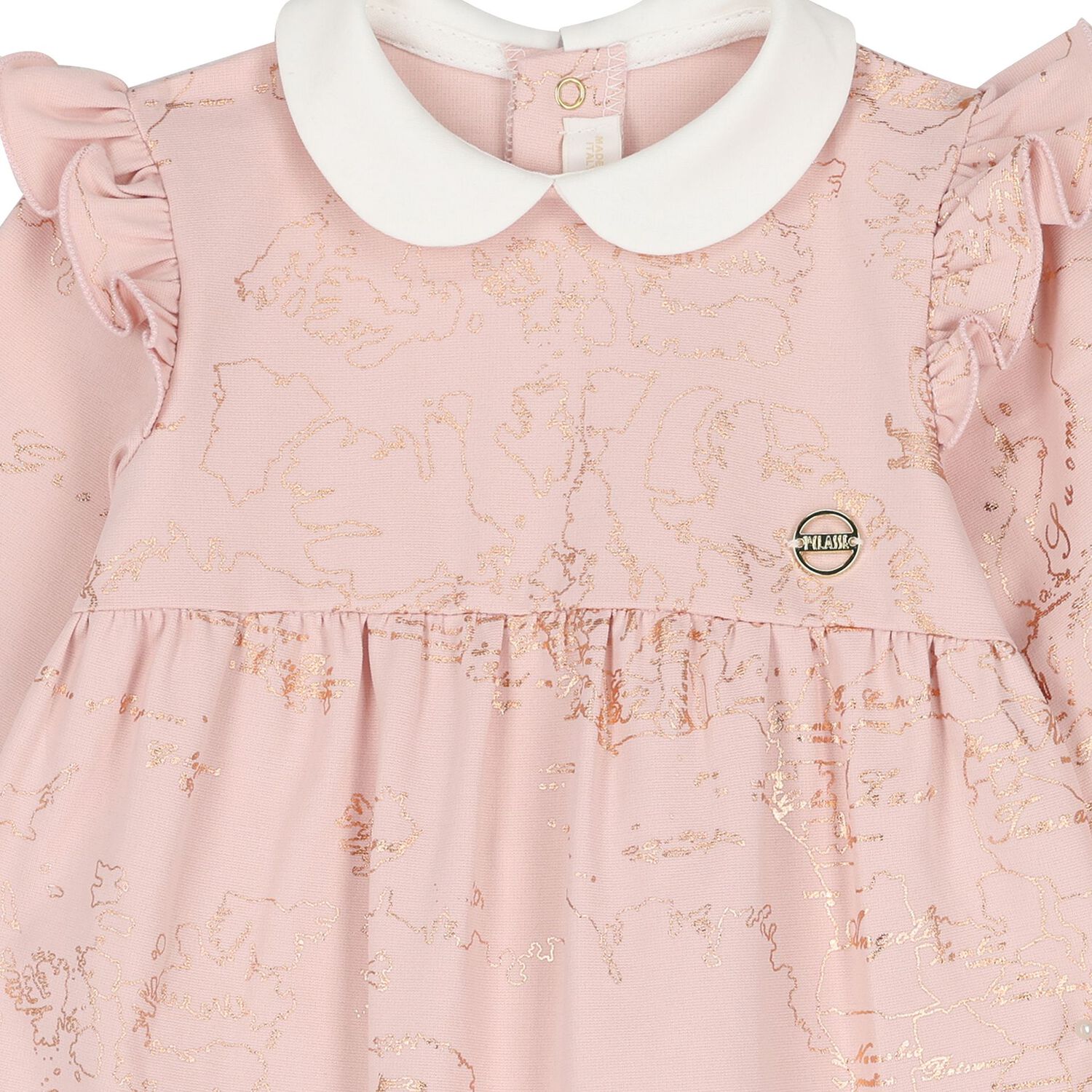 Baby Girls Pink & Ivory Geo Map Babygrow, 1, hi-res