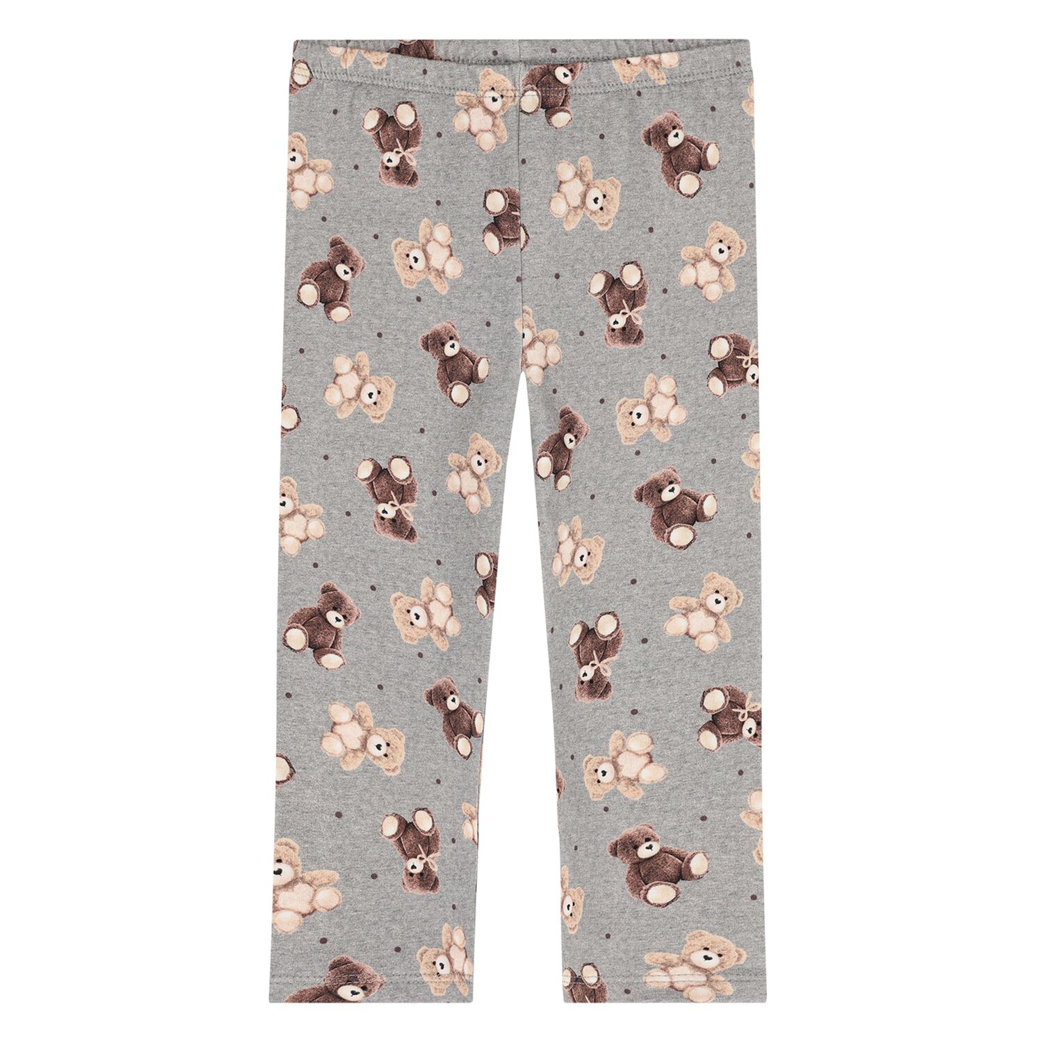 Younger Girls Grey Teddy Bear Leggings, 1, hi-res