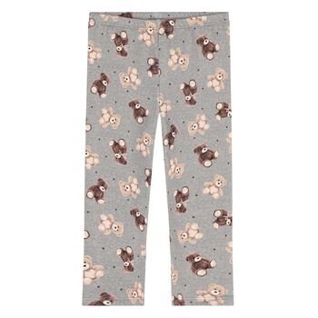 Younger Girls Grey Teddy Bear Leggings
