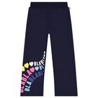 Girls Navy Blue Logo Joggers, 1, hi-res