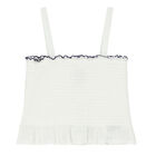 Girls White & Blue Smocked Skirt Set, 1, hi-res