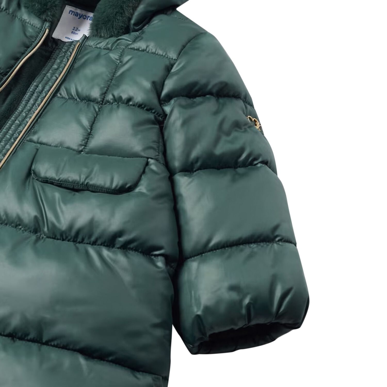Younger Girls Green Puffer Coat, 1, hi-res image number null