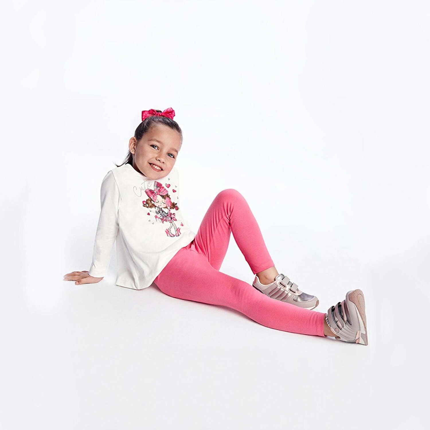 Girls Ivory, Pink & Grey Leggings Set, 1, hi-res