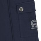 Younger Boys Navy Blue Logo Shorts, 2, hi-res