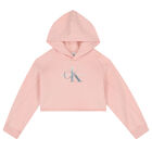 Girls Pink Logo Hooded Top, 1, hi-res