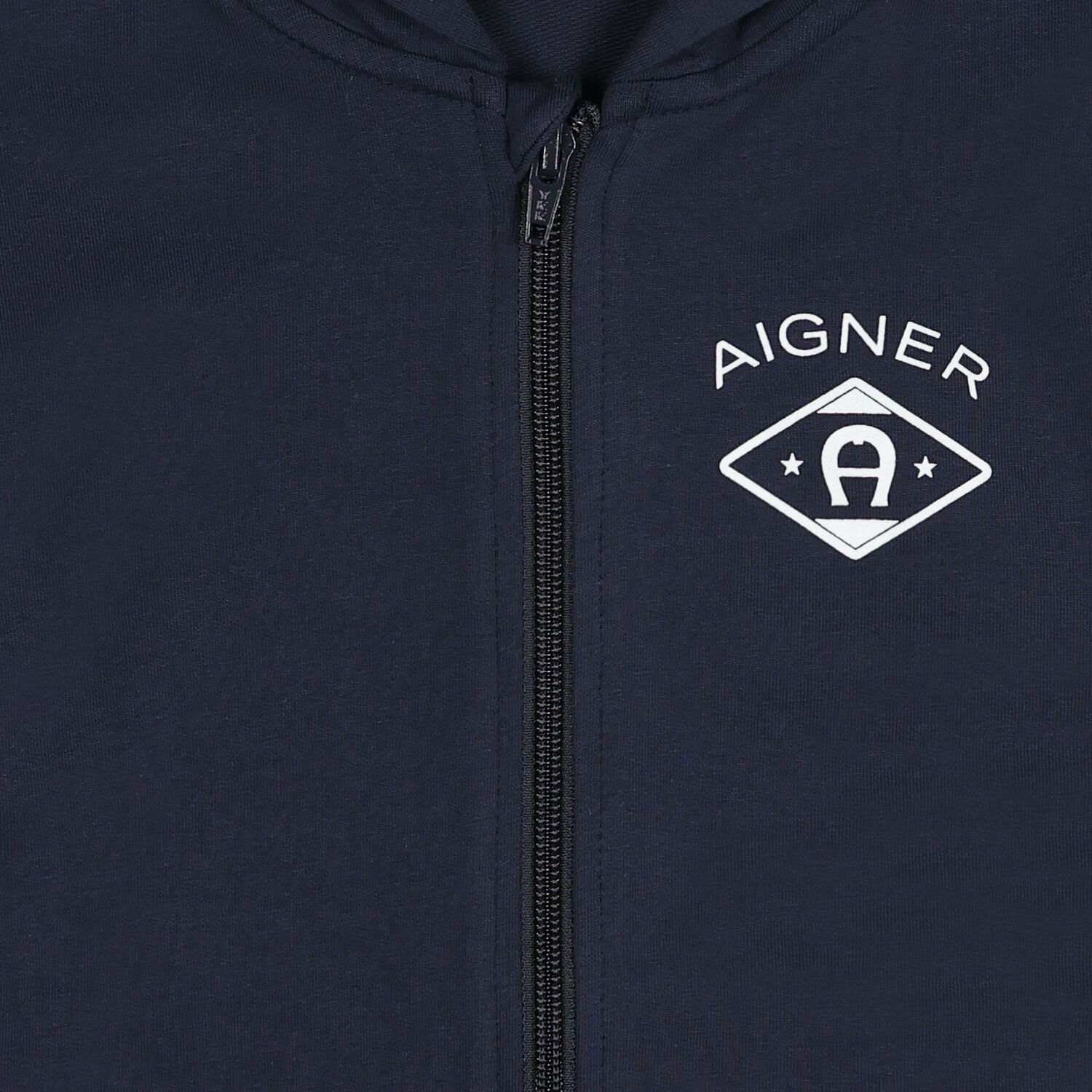 Boys Navy Blue Logo Hooded Zip Up Top, 1, hi-res