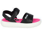 Black, White & Pink Logo Sandals, 1, hi-res