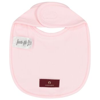 Baby Girls Pink & Gold Logo Bib