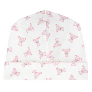 Baby Girls White & Pink Teddy Hat