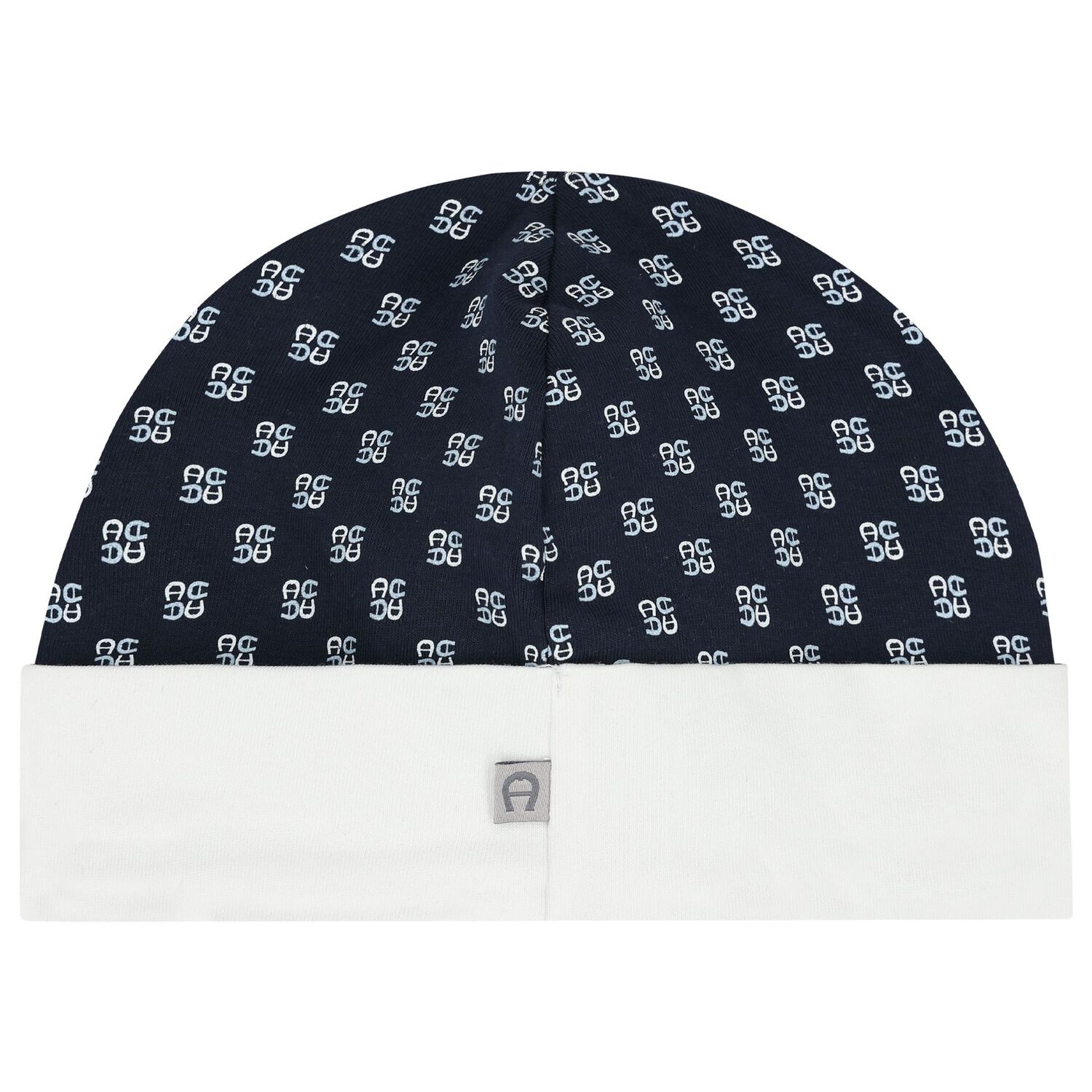 Baby Boys White & Navy Blue Logo Hat, 3, hi-res