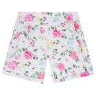 Girls White Floral Shorts Set, 1, hi-res