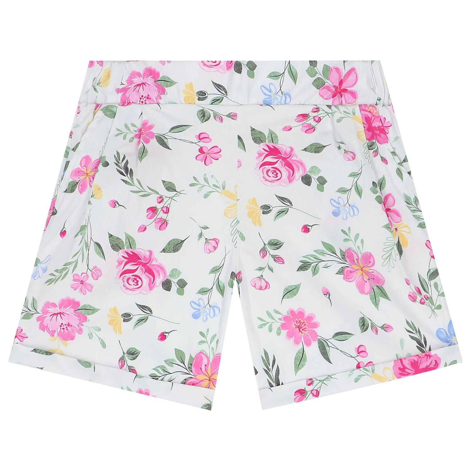 Girls White Floral Shorts Set, 1, hi-res image number null