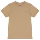 Boys Beige Logo T-Shirt, 1, hi-res