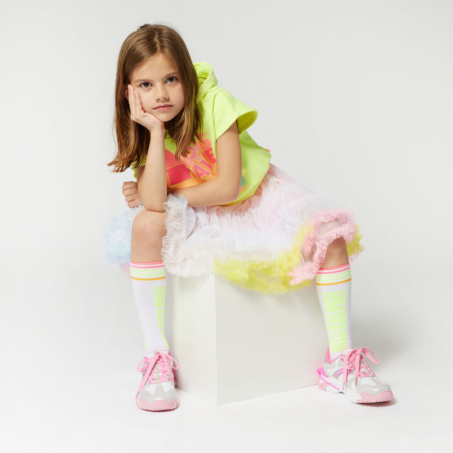 Girls White & Pink Tulle Skirt, 1, hi-res image number null