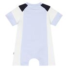 Baby Boys Blue Logo Romper, 1, hi-res